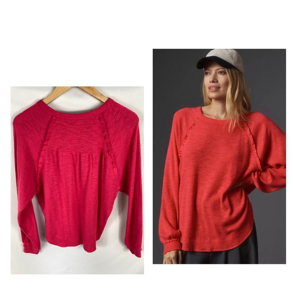 Pilcro Anthropologie Raglan Long Sleeve Knit Top Size XXS